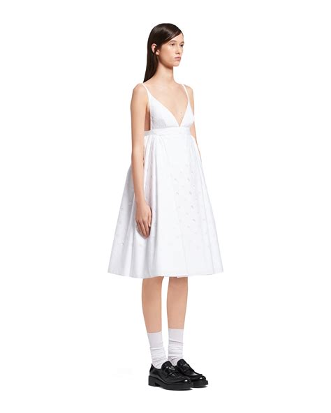 prada white long dress|Prada ribbed cotton dress.